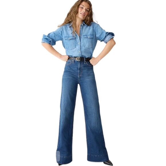 J Crew Denim trouser in Wesly wash Size 28 Petite - Picture 1 of 12